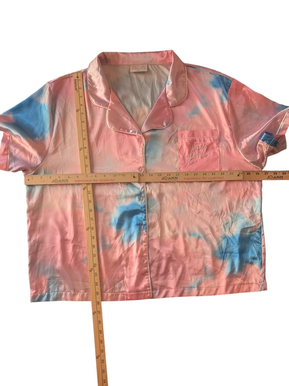 Taylor Swift Official Lover Tie Dye Satin Pajama Set Top Shorts Pink Blue 2XL - Picture 4 of 13